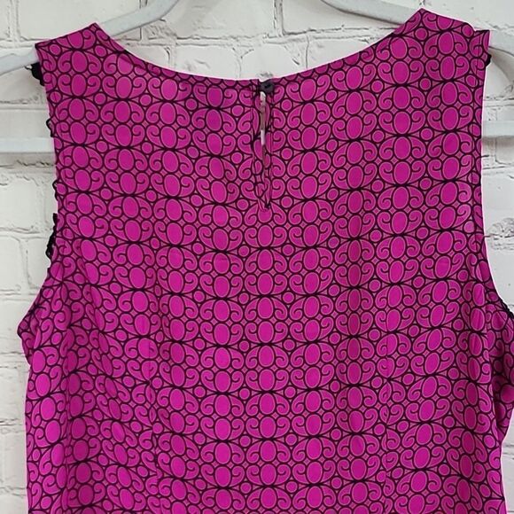 Worthington Hot Pink + Black Lace Dressy Tank Sleeveless Blouse Shell Top Career - Picture 8 of 9